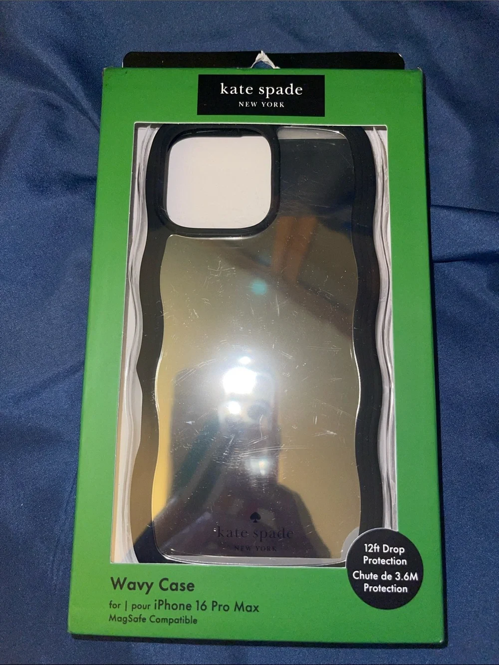 kate spade Mirror Wavy iPhone 16 Pro Max Case with Black Trim